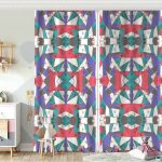 Pembe Zeminli Üçgen Mermer Motifli Modern Bebek Odası Fon Perde Realhomes