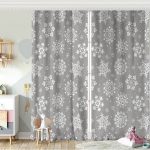 Gri Zeminli Geyikler ve Kar Taneleri Tasarımlı Dijital Baskılı Bebek Odası Fon Perde Realhomes