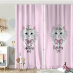 Mavi Zeminde Sevimli Kedicik Özel Tasarım Çocuk Odası Fon Perde Realhomes