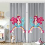 Mavi Zeminde Denizkızı Desenli Dijital Baskılı Çocuk Odası Fon Perde Realhomes