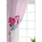 Pembe Zeminde Denizkızı Desenli Dijital Baskılı Çocuk Odası Fon Perde Realhomes