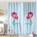 Pembe Zeminde Denizkızı Desenli Dijital Baskılı Çocuk Odası Fon Perde Realhomes