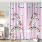 Gri Zeminde Unicorn At Desenli Çocuk Odası Fon Perde Realhomes