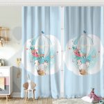 Pembe Zeminde Uçan Balon Desenli Dijital Baskılı Çocuk Odası Fon Perde Realhomes