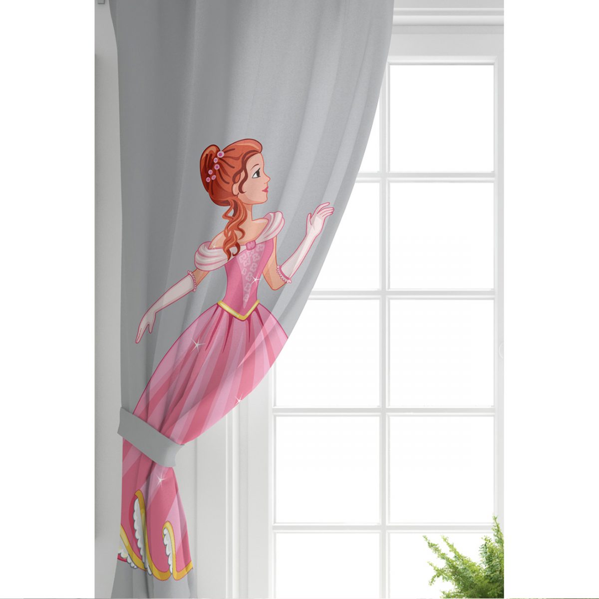 Pamuk Prenses Çizgifilm Desenli 3D Çocuk Odası Fon Perde Realhomes