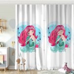 Gri Zeminde Denizkızı Tasarımlı Dijital Baskılı Çocuk Odası Fon Perde Realhomes