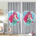 Beyaz Zeminde Denizkızı Tasarımlı Dijital Baskılı Çocuk Odası Fon Perde Realhomes