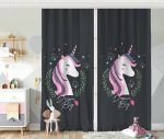 - Rh-CPerde-4332-Siyah-Zeminli-Magic-Unicorn-Tasarimli-Cocuk-Odasi-Fon-Perde - Realhomes  Siyah Zeminli Magic Unicorn Tasarımlı Çocuk Odası Fon Perde Realhomes