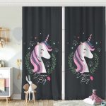 Pembe Zeminde Denizkızı Tasarımlı Dijital Baskılı Çocuk Odası Fon Perde Realhomes