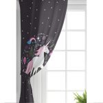 Siyah Zeminde Unicorn Sevimli At Çocuk Odası Fon Perde Realhomes