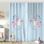 Siyah Zeminde Unicorn Sevimli At Çocuk Odası Fon Perde Realhomes