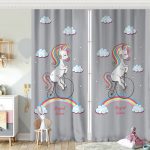 Pembe Zeminde Bisiklet ve Unicorn Tasarımlı Çocuk Odası Fon Perde Realhomes