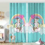 Gri Zeminde Bisiklet ve Unicorn Tasarımlı Çocuk Odası Fon Perde Realhomes