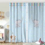 Sevimli Fil Baby Shower Tasarımlı Çocuk Odası Fon Perde Realhomes