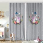 Mavi Zeminde Unicorn At Desenli Çocuk Odası Fon Perde Realhomes