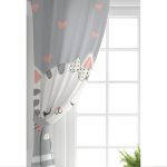 Sevimli Kedicik Desenli  Çocuk Odası Fon Perde Realhomes