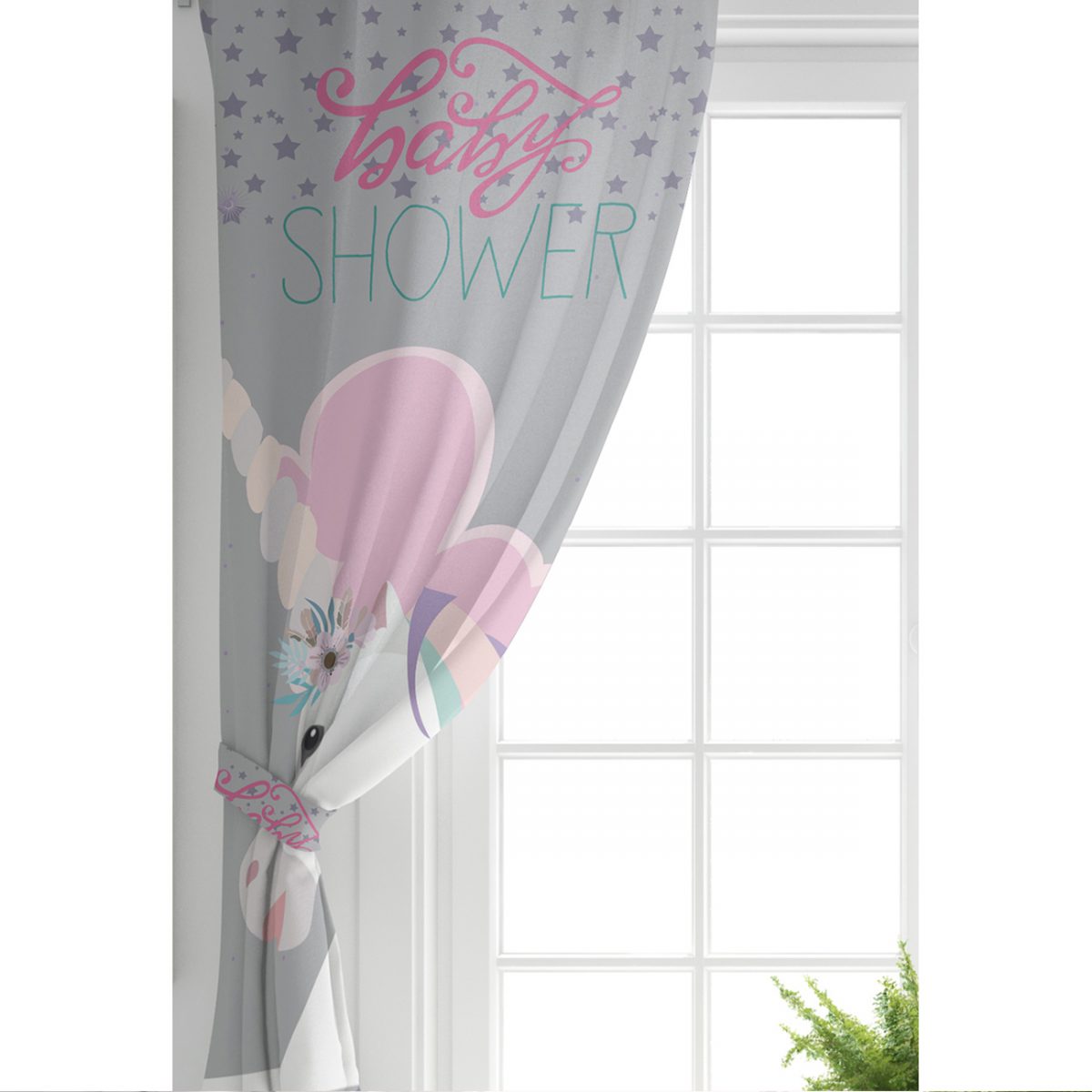 Baby Shower Unicorn At Tasarımlı  Çocuk Odası Fon Perde Realhomes