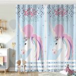 Baby Shower Unicorn At Tasarımlı  Çocuk Odası Fon Perde Realhomes