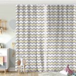 Pembe Altın Varaklı Çizgi Motifli Çocuk Odası Fon Perde Realhomes