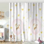 Pembe Altın Varaklı Çizgi Motifli Çocuk Odası Fon Perde Realhomes