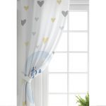 Mavi Balon ve Altın Kalpler Özel Tasarımlı Dekoratif Çocuk Odası Fon Perde Realhomes