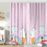 Gri Zeminde Unicorn Tasarımlı Çocuk Odası Fon Perde Realhomes