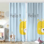 Sarı Ayıcık Hello Motifli Çocuk Odası Fon Perde Realhomes
