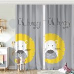 Mavi Zeminde Hungry Aslan Motifli Dijital Baskılı Bebek Odası Fon Perde Realhomes