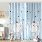 Renkli Puanlı Kedicik Desenli Bebek Odası Fon Perde Realhomes