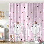 Pembe Zeminde Its Girl Tavşan Motifli Bebek Odası Fon Perde Realhomes