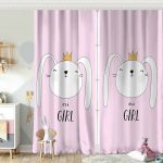 Gri Zeminde Its Girl Tavşan Motifli Bebek Odası Fon Perde Realhomes