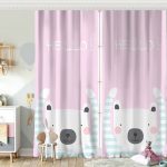 Gri Zeminde Sevimli Ayıcık Motifli Bebek Odası Fon Perde Realhomes