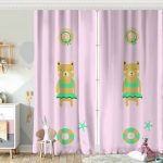 Gri Zeminde Deniz ve Ayıcık Desenli Bebek Odası Fon Perde Realhomes