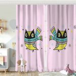 Gri Zeminde Atkılı Baykuş Desenli Bebek Odası Fon Perde Realhomes