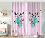 - Rh-CPerde-4434-Pembe-Zeminde-Mavi-Geyik-Cizimli-Bebek-Odasi-Fon-Perde - Realhomes  Pembe Zeminde Mavi Geyik Çizimli Bebek Odası Fon Perde Realhomes