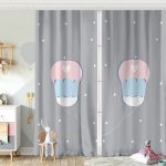Pembe Zeminde Uçan Balon Desenli Bebek Odası Fon Perde Realhomes