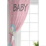 Pembe Zeminde Bebek Arabası Desenli Bebek Odası Fon Perde Realhomes