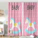 Mavi Zeminde Bebek Arabası Desenli Bebek Odası Fon Perde Realhomes