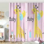 Gri Zeminde Balon ve Zürafa Desenli Özel Tasarım Bebek Odası Fon Perde Realhomes