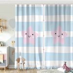 Pembe Çizgiler Üzerine Gri Yıldız Tasarımlı Bebek Odası Fon Perde Realhomes