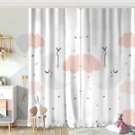 Gri Zeminde Ay ve Bulut Desenli Bebek Odası Fon Perde Realhomes