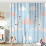 Gri Zeminde Ay ve Bulut Desenli Bebek Odası Fon Perde Realhomes