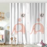 Mavi Zeminde Sevimli Filler Özel Tasarımlı Bebek Odası Fon Perde Realhomes