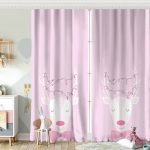 Gri Zeminde Sevimli Geyik Tasarımlı Bebek Odası Fon Perde Realhomes