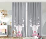 - Rh-CPerde-4509-Gri-Zeminde-Sevimli-Geyik-Tasarimli-Bebek-Odasi-Fon-Perde - Realhomes  Gri Zeminde Sevimli Geyik Tasarımlı Bebek Odası Fon Perde Realhomes