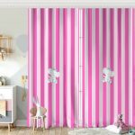 Siyah Beyaz Çizgili Fil Motifli Bebek Odası Fon Perde Realhomes