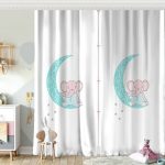 Beyaz Zeminli I'm a Girl Tasarımlı Sevimli Fil Bebek Odası Fon Perde Realhomes