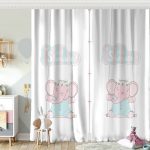 Mavi Unicorn At Desenli Dijital Baskılı Bebek Odası Fon Perde Realhomes