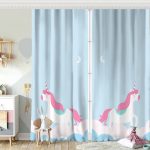 Pembe Unicorn At Desenli Dijital Baskılı Bebek Odası Fon Perde Realhomes