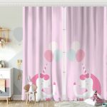 Mavi Zeminde Unicorn At Tasarımlı  Bebek Odası Fon Perde Realhomes